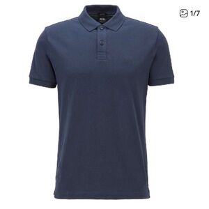 Hugo Boss Golf Dark Blue Piro Knit Polo Shirt
